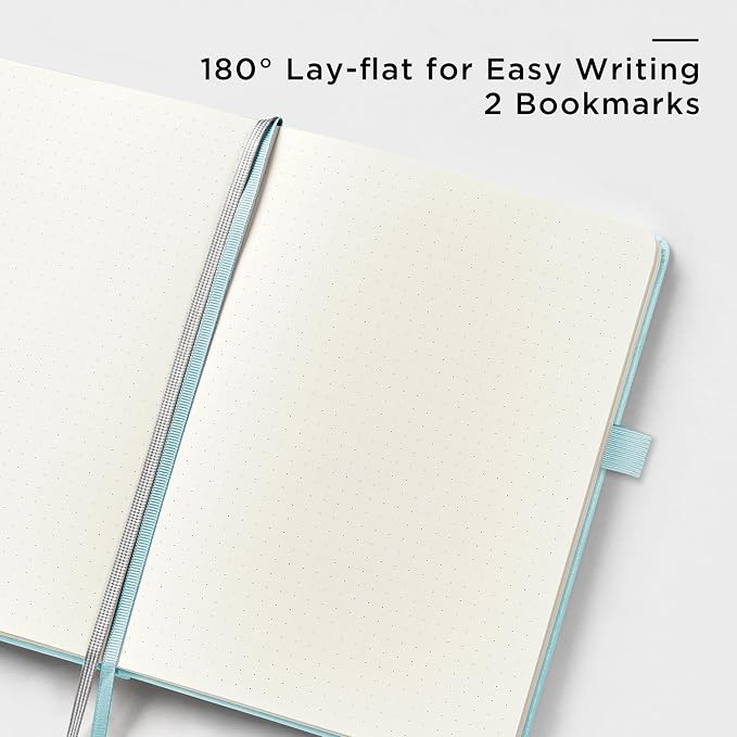 &And Per Se Dotted Journal Notebook, A5 Hardcover Leather Dotted Journal, 160 Pages 100gsm Thick Dot Grid Paper, 3 Sheets of Stickers Included - 5.7'' x 8'' (Cyan) - Image 3