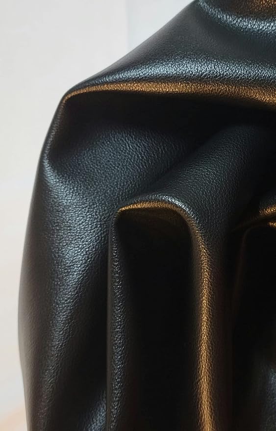 Black Soft Faux Vegan PU {Peta Approved Vegan} Leather by The Yard 20 Yard roll Synthetic Pleather 0.8 mm Nappa Yards (720 inch x 54 inch) Soft Smooth Upholstery (Black Lambtouch, 20 Yards (720"x54") - Image 2