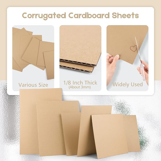 Golden State Art 10 Pack 11x14 Corrugated Cardboard Sheet 1/8" Flat Inserts | Flat Layer Pads, Corrugated Card Board Inserts For Packing, Mailing or DIY Art Crafts, Box Dividers (Brown) - Image 2