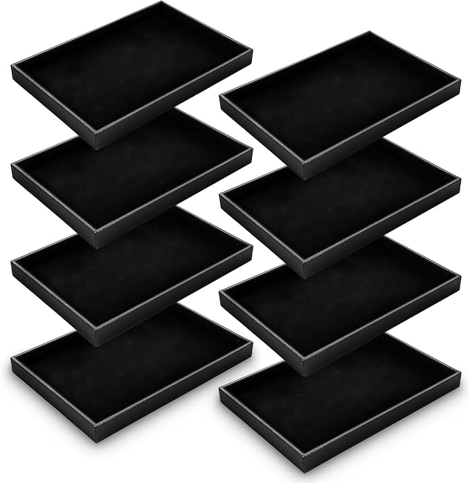 Kifmurase 8 Pack Velvet Jewelry Trays for Drawers, Black Jewelrys Display Tray Stackable Jewelry Organizer Trays Bracelet Ring Earring Necklace Organizer Empty Plate for Drawers Countertop by Unknown