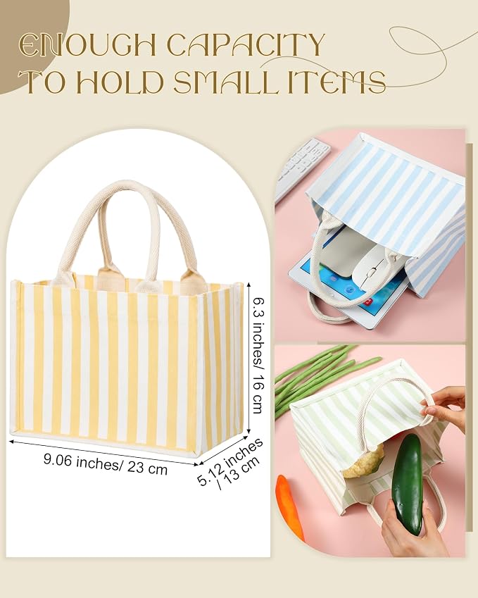 12 Pcs Burlap Tote Bag Mini Jute Reusable Bag with Handles Small Blank Canvas Gift Waterproof for Wedding Beach DIY - Image 2