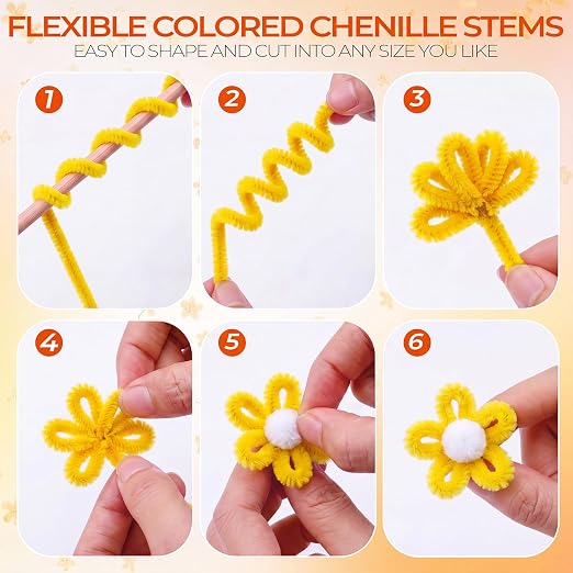 Libima 3800 Pcs Pipe Cleaners Bulk 10 Colors 12" Fall Pipe Cleaners Craft Set Chenille Stems Flower Kit 6mm Colorful Thanksgiving Day Autumn Gift Fuzzy Sticks Party Supply for DIY Art (Natural) - Image 8