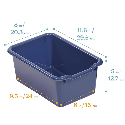 ECR4Kids Scoop Front Storage Bins, Multipurpose Organization, Navy, 10-Piece - Image 2