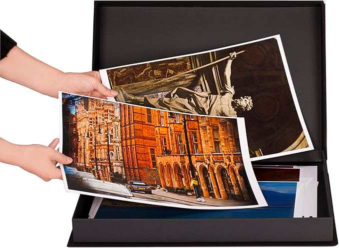 HG Art Concepts Eternity Archival Clamshell Photo Storage Box, Black - 9"x12" - For Storing Artwork, Photos & Documents, Deluxe Acid-Free, Sturdy & Lined With Archive-Quality Paper - Image 4
