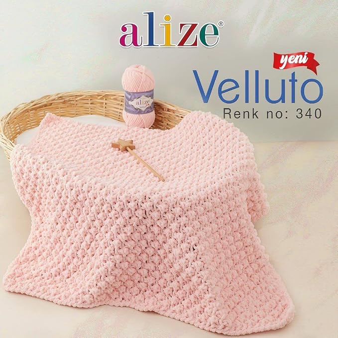 Alize Velluto Baby Blanket Yarn 100% Micropolyester 340m 500g Yarn Weight: Super Bulky (Pale Yellow 13) - Image 6