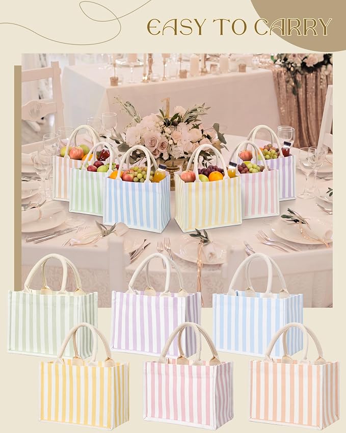 12 Pcs Burlap Tote Bag Mini Jute Reusable Bag with Handles Small Blank Canvas Gift Waterproof for Wedding Beach DIY - Image 4