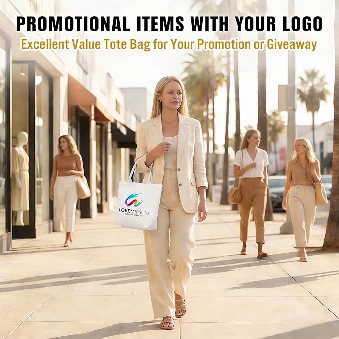 Custom Canvas Tote Bags Bulk with Logo 1 | 6 | 10 | 30 | 50 | 100 Pack Personalized Reusable Grocery Shopping Bags - Image 3