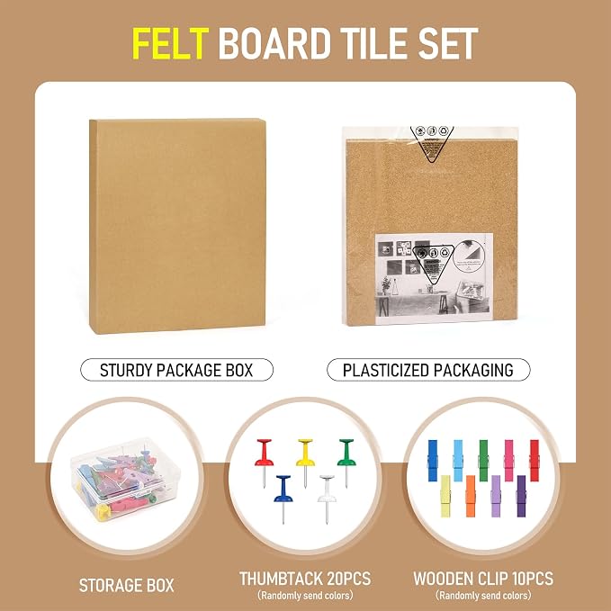 Cork Board Tiles - 4 Packs Adhesive Corkboards for Wall, Small Cork Board Squares Decorative for Office, School & Home - Image 3