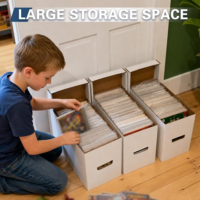 CROSSDESIGN Comic Book Storage Boxes 3 Pack, Corrugated Cardboard Moving | Organizer with Handles & Collapsible Lids, Holds 150-175 Comics, 15.8" x 11.42" x 8" - Image 4