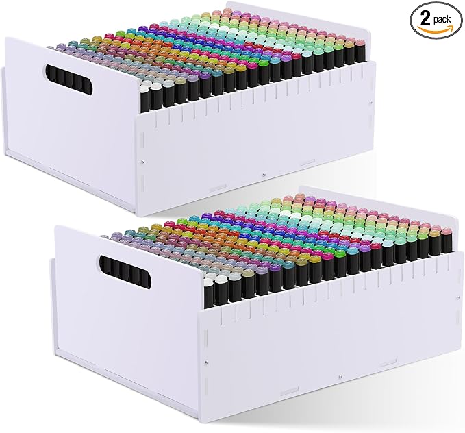 Marker Pen Organizer Holder, Art Marker Storage Rack for Colored Pens Pencils Brushes Adjustable Craft Art Supply Storage for Desk Organizer (300 Slots) by Sunnychicc