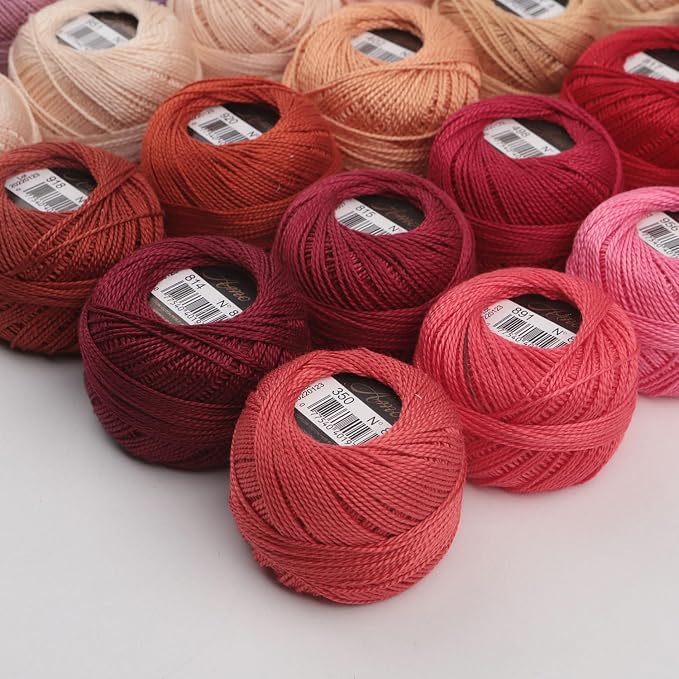 40 Colors Size 8 Double Mercerized Egyptian Long Staple Cotton Pearl Thread 5 Grams Ball Rainbow Color Embroidery Thread for Crochet Hardanger Cross Stitch Hand Embroidery (40B) - Image 3