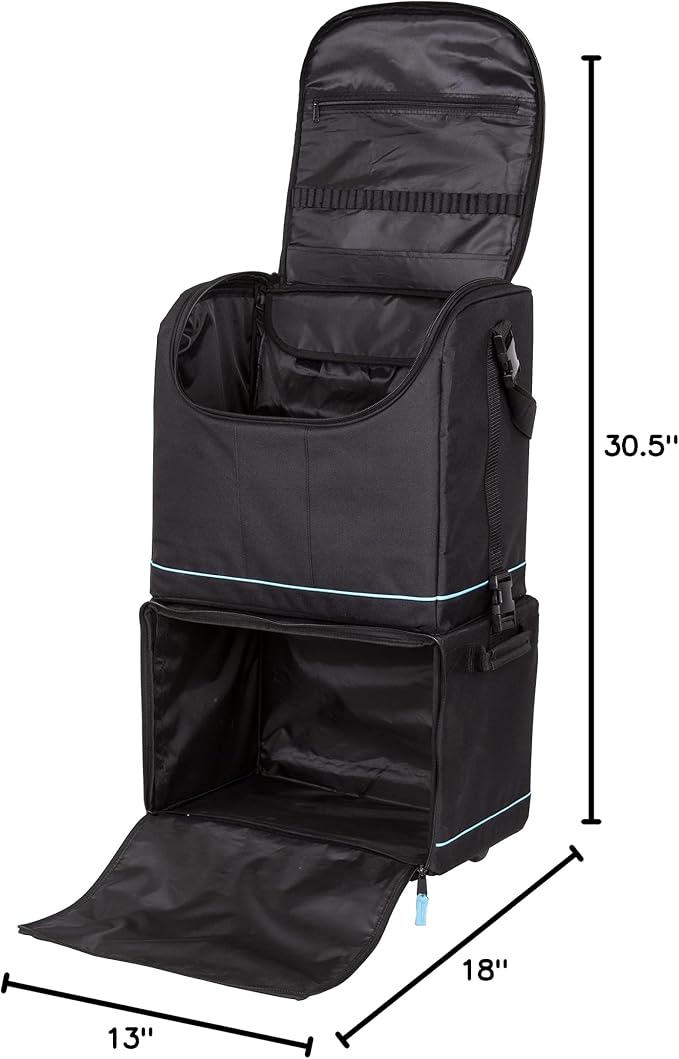 ArtBin 6922SP Tote Express Rolling Portable Art Craft & Sewing Storage Organizer Bag with Wheels-Fits Sewing Machine, 0, Black/Aqua - Image 10