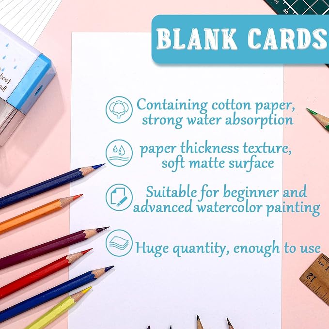 Spiareal 100 Sheets 6 x 9 Inch Watercolor Paper Bulk 140 Lb/300 GSM White Construction Paper Cold Press Blank Cotton Art Paint White Color Pad Artists Drawing Christmas Cards - Image 3