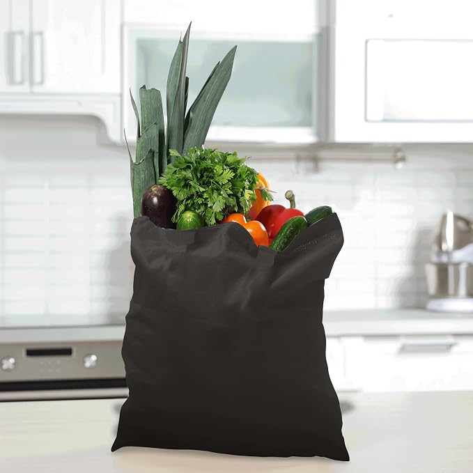 DISCOUNT PROMOS Cotton Canvas Tote Bags Set of 10, Bulk Pack - Reusable, Great for Shopping, Grocery, Beach, Picnic, Wedding Favors - Dark Grey - Image 3