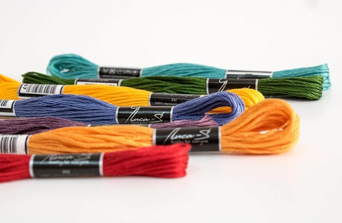 12 Pack of Premium Embroidery Thread Luca-S, 100% Giza Cotton, Oeko TEX Certified Stranded Cotton - 157 / DMC 158 / Anchor 123 - Image 5