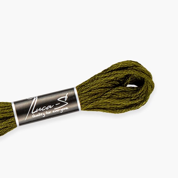 12 Pack of Premium Embroidery Thread Luca-S, 100% Giza Cotton, Oeko TEX Certified Stranded Cotton - 312 / DMC X/Anchor 846 by Luca-S