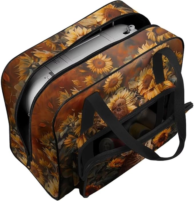 Sewing Machine Carrying Case Portable Travel Tote Bag Versatile Sewing Machine Dust Bag Universal Storage Bag for Most Standard Size Machine, Cat Sunflower - Image 7