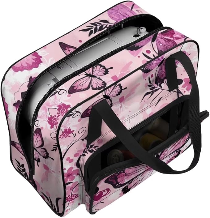 Pink Butterfly Cover for Sewing Machine Flower Sewing Machine Cover Dust Cover Large Sewing Machine Cover Sewing Bags and Totes Organizer Gifts for Mother Parents Home - Image 6