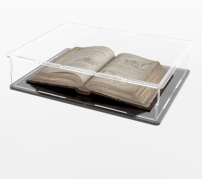Book Display Case Clear Book Protector Case, Large Acrylic Display Cover Case for Books, Stamps, Coins, Cards, Photos, Album, Jewellery and Collectibles 16 (L) × 13 (W) × 4 (H) inch