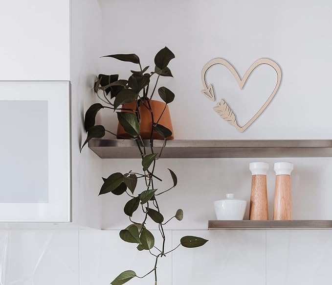 Jess and Jessica Wooden Heart Arrow Wall Art 12 Inches Long – Home Decor Accent for Wall Hanging and DIY Crafts, Unfinished MDF Heart Wood Cutouts for Living Room, Bedroom or Romantic Style Decor - Image 6