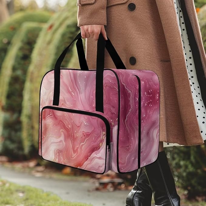 Pink Marble Sewing Machine Carrying Case Sewing Machine Cover Dust Cover for Sewing Accessories Scissors Crochet Hooks Portable Washable Home Decoration Sewing Case - Image 3