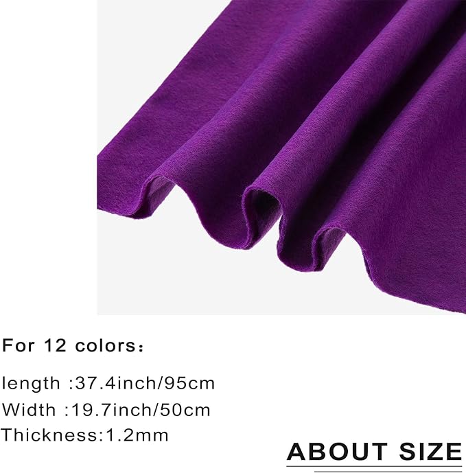 WILLBOND 12 Pcs 37 x 20 Inch Large Felt Fabric Sheets by The Yard 1.2 mm Soft Craft Felt Sheet 12 Assorted Color for DIY Summer Decor Graduation Gift Sewing Patchwork(Fresh Color) - Image 2