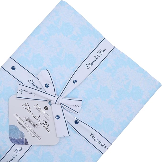 Tinyspool & Co. 100% American Cotton Fabric – 3 Yard Cut Quilting Fabric – Prewashed Preshrunk Yardage for Quilt Backing Borders Binding Sewing Crafts – Eternal Bleu No.15 – Baby Blue by TinyspoolCo
