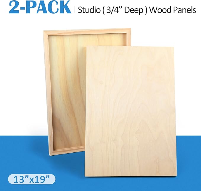 2 Pack 13x19 Unfinished Birch Wood Panels Kit for Painting | Studio 3/4’’ Deep Wood Canvas, Cradle Boards for Acrylic Pouring, Art, Crafts, Epoxy Resin, Laser Engraving Cutting - Image 7
