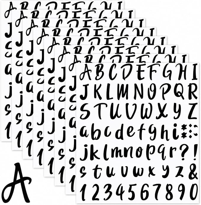 Outus 576 Pcs 8 Sheets Letters Stickers Vinyl Alphabet Number Decals Back to School Supplies for Water Bottles Cups Mailbox Scrapbooking Bulletin Board Classroom Decor(Black,1 Inch) by Outus