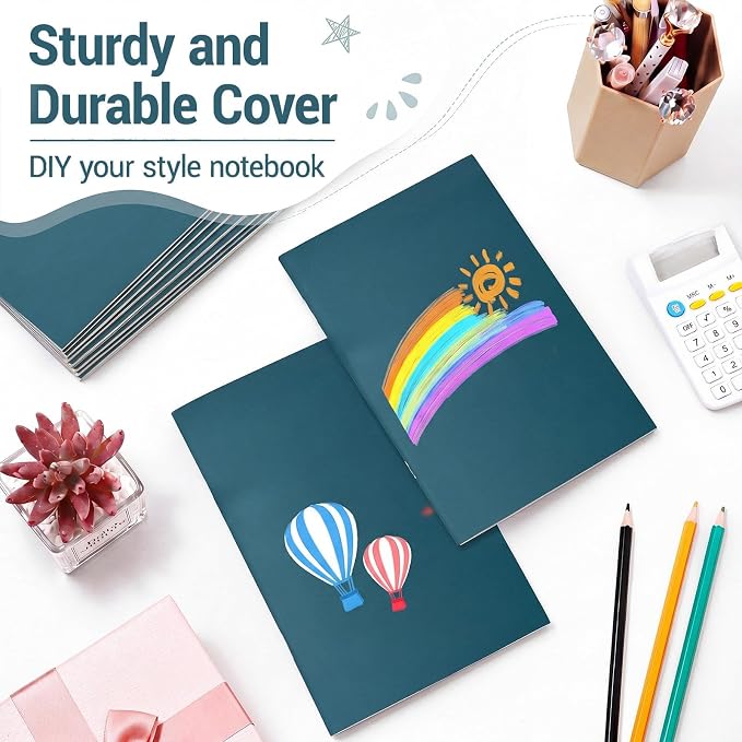 100 Pcs A5 Journals Notebooks Bulk,Dark Green,Lined | Kraft Softcover Small Notebooks 5.5 Inch x 8.3 Inch Notepads with 60 Page 30 Sheet for Writing Sketch Travel Office Supplies - Image 5