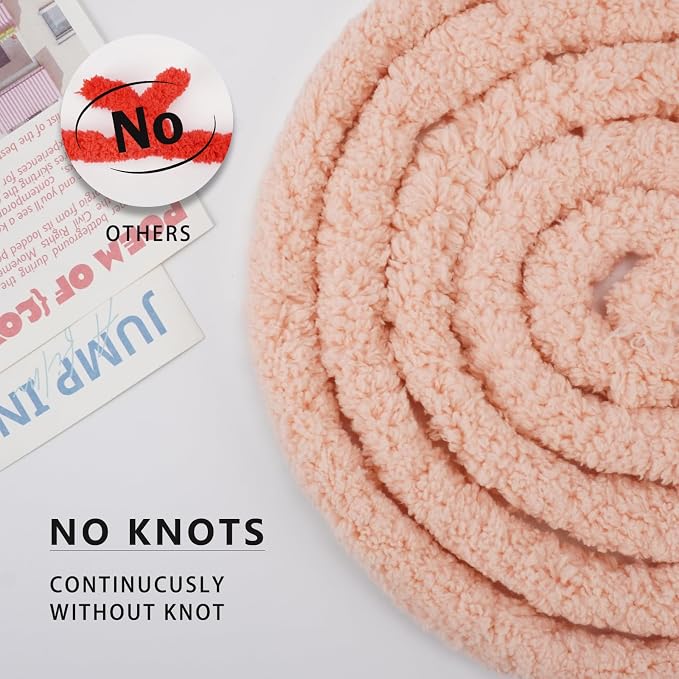 Chunky Yarn for Hand Knitting, Chunky Chenille Blanket Yarn for Crocheting, Bulky Soft Fluffy Chenille for Blanket Project, 8 Pack of 8oz/25yds, Pale Peach - Image 2
