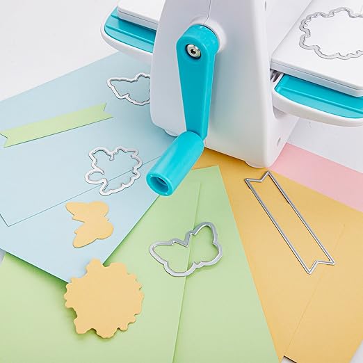 Mini Die Cutting and Embossing Machine with Starter Kit, 8.5 cm (3.5") Feed Slot for 3" Paper, Includes 24 Accessories for DIY Crafts, Card Making & Scrapbooking(Blue)