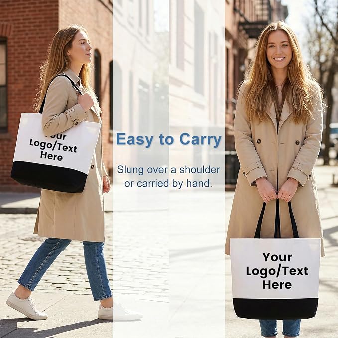 Custom Canvas Tote Bags Bulk with Logo 1 | 6 | 10 | 30 | 50 | 100 Pack Personalized Reusable Grocery Shopping Bags - Image 5