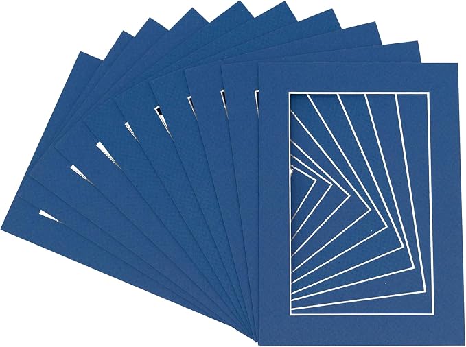5x7 Mat for 8.5x11 Frame - Precut Mat Board Acid-Free Show Kit with Backing Board, and Clear Bags Royal Blue 5x7 Photo Matte Made to Fit a 8.5x11 Picture Frame Matboard for Framing, Pack of 25 Mats - Image 3