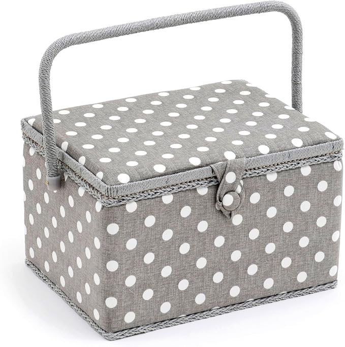 Hobby Gift Large Sewing Box Craft Storage Box with Handle Internal Accessories Tray Pin Cushion and Pocket for Sewing Knitting and Hobby Supplies by HobbyGift