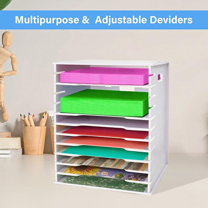 Paper Organizer for Desk 8.5x11'',A4 Paper Sorter-12 Tier | Desk Paper Organizer Storage,Document Holder Storage, Scrapbook Paper Storage Rack for Home Office - Image 4