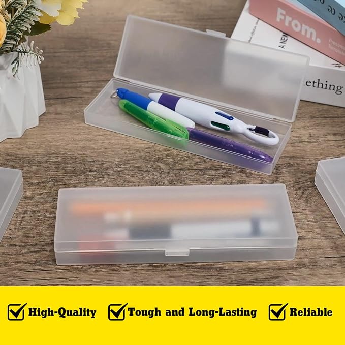 85 Pcs Pencil Boxes Bulk with Hinged Lids Plastic Storage Clear Organization Case with Labels for Cosmetic Small Accessories Storage (7.2 x 2.48 x 0.98 Inch) - Image 3