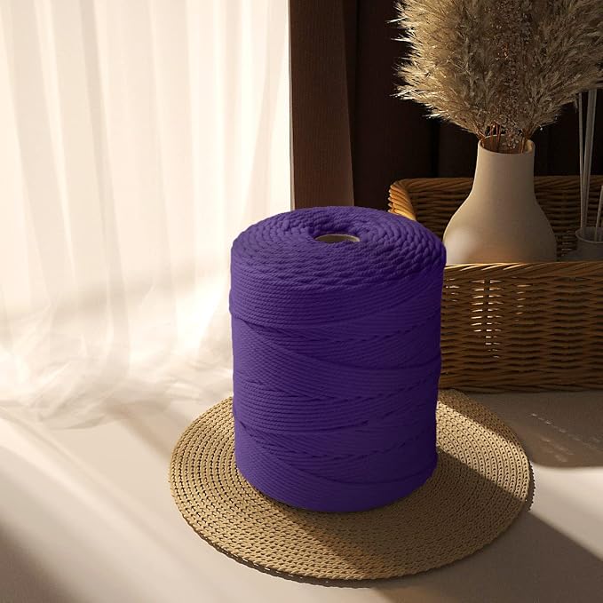 ZUEXT Macrame Cord, Dark Violet, 4mm x 547yds Cotton String Macrame Yarn | Natural Handmade, 4 Strands Twisted Cotton Rope, for Craft Wall Hanging Weaving Tapestry Dream Catchers Hanger DIY Gift, 500m - Image 7