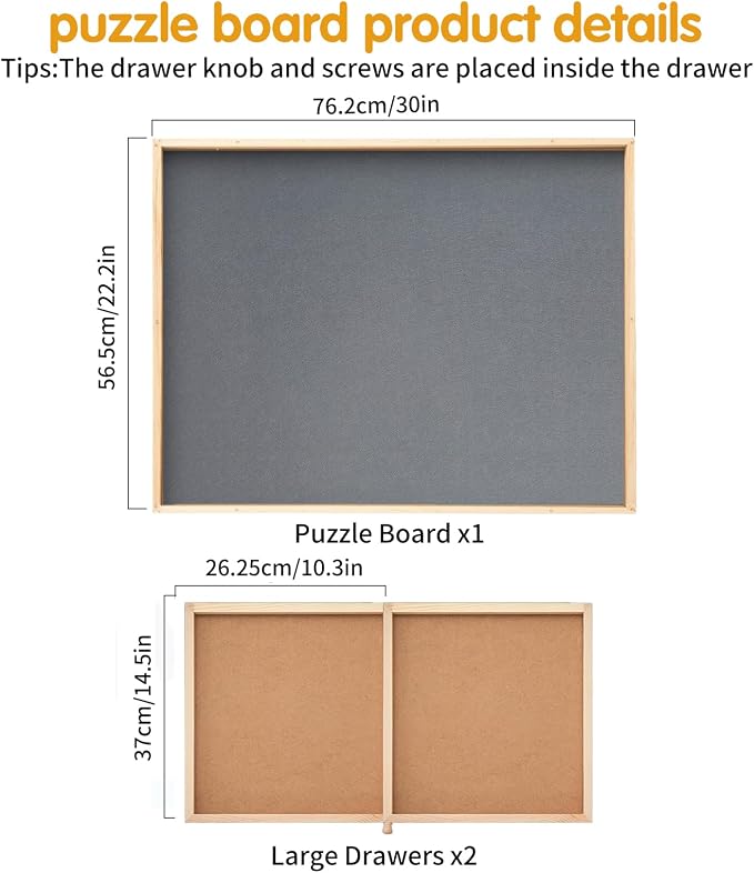 Puzzle Board 1000 Pieces with Large Drawers & Cover Mat 360° Rotating Puzzle Table –None-Slip Felt Surface Portable 30" x 22" Jigsaw Table for Organized Puzzling – Ideal for 1000PcsPuzzles - Image 2