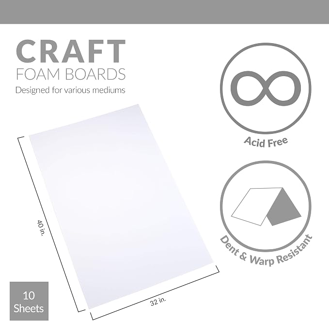 Royal & Langnickel 32 x 40" Double-Sided White Foam Board, 10 Sheets - Image 3