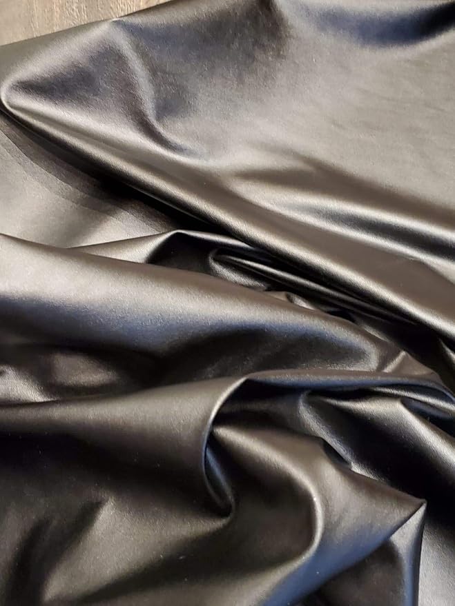 NAT Leathers | Black Garment Soft Faux Vegan Leather PU (Peta Approved Vegan) | by The Yard Synthetic Pleather 0.6 mm Nappa | 3 Yards (108 inch x 54 inch) - Image 4
