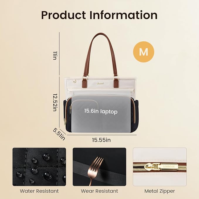 LOVEVOOK Tote Bag, Work Bags for Women with Large Cup Holder, Large Capacity Teacher Tote with Multi Pockets, Nurse Diaper Tote with Padded Laptop Compartment, 15.6 Inch Khaki Beige - Image 5
