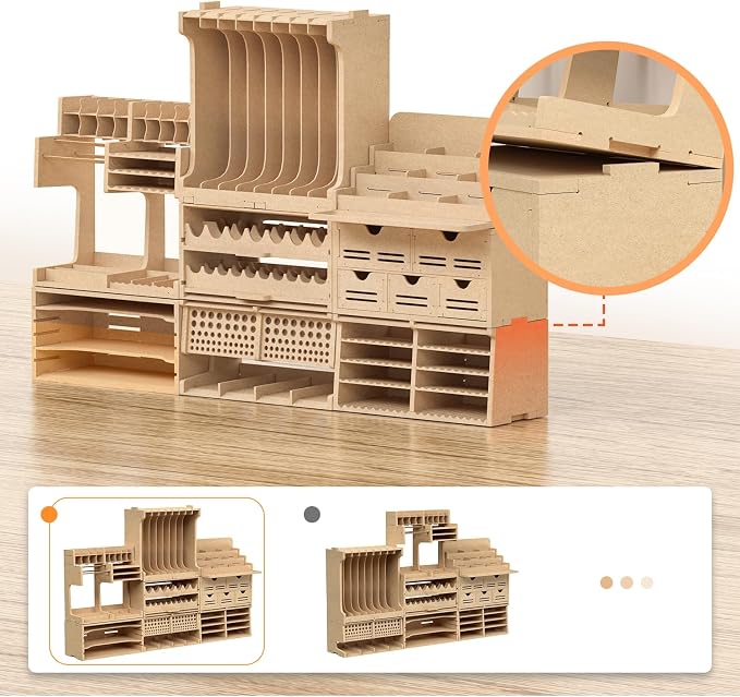 Wooden Model Kit Tool Organizer Storage Rack, Paint Rack Organizer with MDF Material, Brush/Screwdriver Storage, Craft Supplies Storage, Suitable for Tamiya Gundam Model Tools, GK10 - Image 5