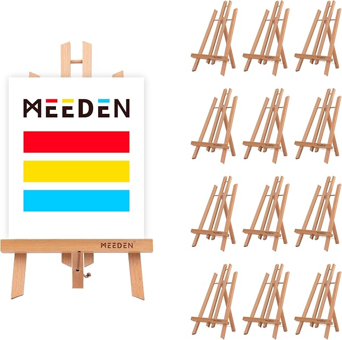 MEEDEN 16 Inch Tabletop Easel: 12 Pack Beech Wood Easel for Painting - Display Table Top Easel Canvas Stand for Painting Sign by MEEDEN
