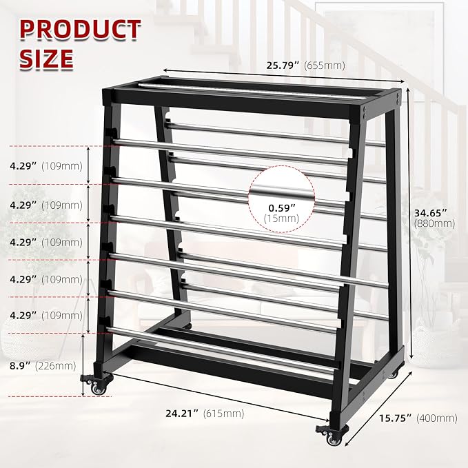 ATOLS Heavy-Duty 13-Rod Wire Spool Rack – 400lb Capacity, Adjustable Cable Caddy & Dispenser with Locking Wheels for Electrical and Industrial Use - Image 4