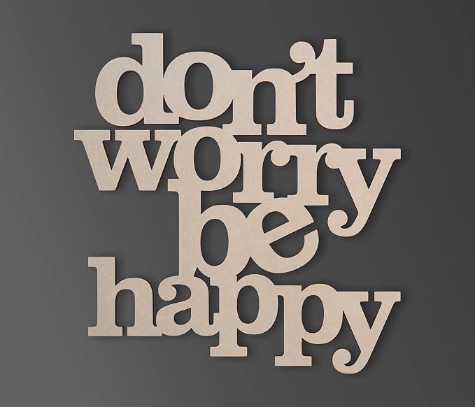 Jess and Jessica Don’t Worry Be Happy Wooden Sign 24" x1/4" Long – Home Decor Accent for Wall Hanging and DIY Crafts, Unfinished MDF Wood Cutout for Room Decor in Living Room or Home Office Use - Image 4