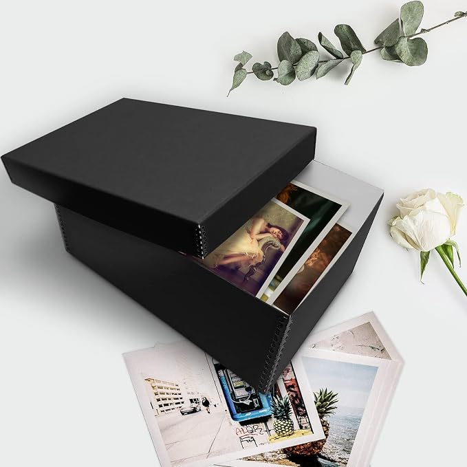 Lineco Archival Photo Card Box, Museum-Quality, 5x8x12 Inch, Black, 2 Pack | Acid-Free with Removable Lid, Metal-Edge Corner, Bulk Storage and Preservation for Negatives, Prints, Films, Photos, Snapshot - Image 5