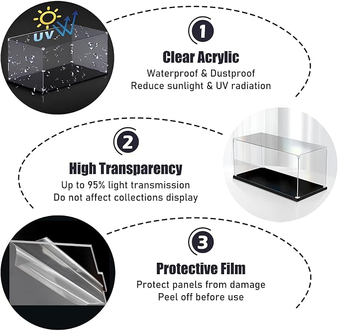 Clear Acrylic Display Case, Self-Assemble High Transparency Display Box, 35x65x20cm/14x26x8in, Dustproof Protection Showcase for Collectibles, Action Figures, Dolls, Models Toys, Commemorative - Image 3