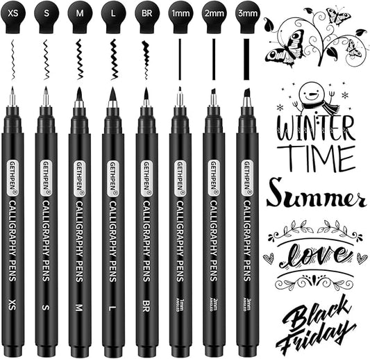 Calligraphy Pen,Calligraphy Pens for Writing, Brush Pens Calligraphy Set for Beginners, Calligraphy markers, Black Archival Ink Pens,Hand Lettering Pen for Art Drawing, Sketching,Scrapbooking