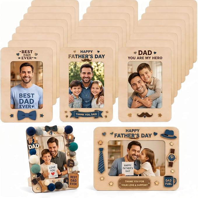 Yalikop 48 Pieces Unfinished Wooden Craft Picture Frames for Photos Bulk | 4x6 Inch Photo Holders for DIY Crafts, Standing Desktop Frames, Father's Day Birthday Gifts, Unfinished Wood Ready to Paint by Yalikop